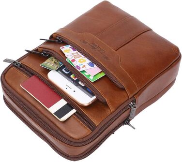 Шкіряна сумка-месенджер через плече Crossbody для чоловіків та жінок, коричнева