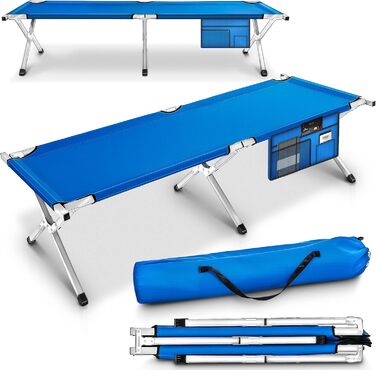 Кемпінгове ліжко TRESKO XXL, 190 x 64 x 44 см, металевий каркас, до 150 кг, блакитне