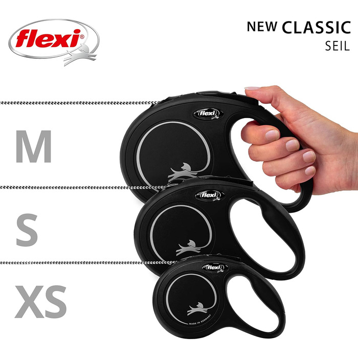 Рулетка для собак Flexi Classic S, 5 м, чорна (до 12 кг)