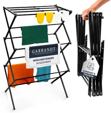 Сушарка для білизни складана, міцна, 6 рівнів, чорна (біла/чорна) - для балкону та дому