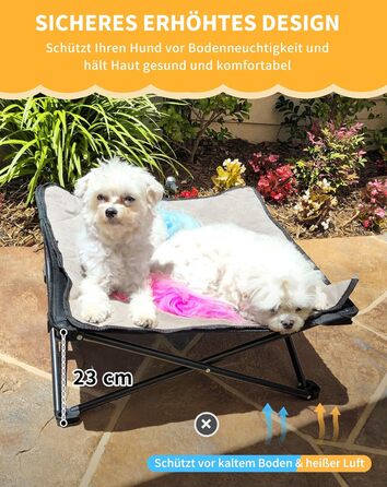 КінгКемп Лежанка для собак, піднята лежанка для домашніх тварин, Outdoor, чорна, 57 x 57 x 23 см