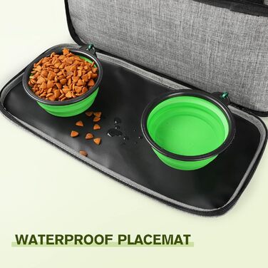 Переносна сумка для собак Pecute, велика переносна сумка для тварин, з 2 кишенями та 2 мисками для собак, сумка для подорожей з собакою, для поїздок, кемпінгу або щоденних прогулянок, сірого кольору 42 * 18 * 30 см, Класична L (42*30*18 см)