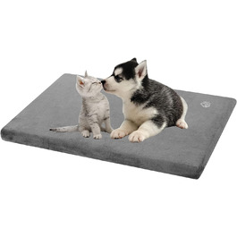 EMPSIGN Dog Bed for Large Dogs, Washable Dog Cushion, Waterproof Dog Bed L 89x56cmx7.6cm, Dog Cushion Suitable for Cages, Dog Mat with Removable and Washable Cover for Large Dogs, Grey (S (61*41*5.8cm))