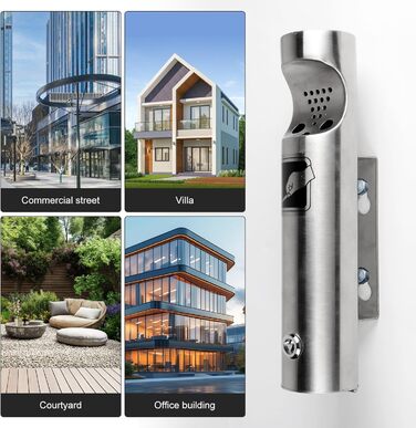 Настінний попільничка CPROSP з нержавіючої сталі, з замком, для вулиці, 28.5 x 6.5 см - 1 шт.