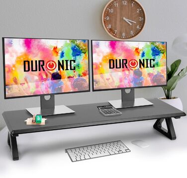 Підставка для двох моніторів Duronic DM06-2 BK, 82x30 см, настільна підставка для підвищення екрана, навантаження до 10 кг, чорна