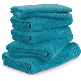 Möve Handtuchset New Classic 6-Piece Towel Set - 2x 30x50 cm + 2x 50x100 cm + 2x 67x140 cm, 100% Cotton, Cornflower