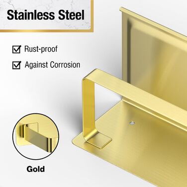 Тримач туалетного паперу HITSLAM без свердління, нержавіюча сталь з полицею, самоклеючий, для ванної кімнати, щіткова мідь