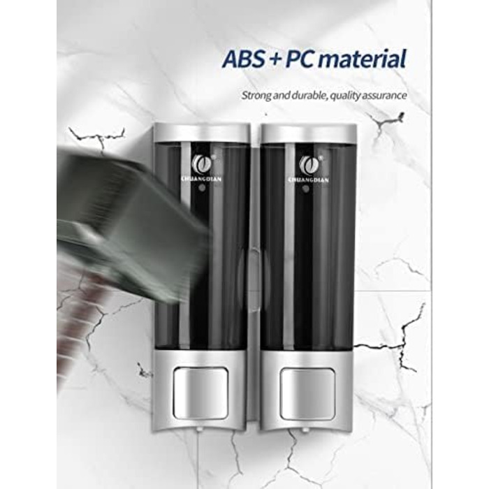 Ручний дозатор мила CHUANGDIAN, настінний, 200 мл, білий (подвійний сріблястий)