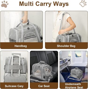 Транспортний бокс для котів Romon - переноска для тварин, переноска для кота, сумка для кошенят та собак до 6 кг (сірий, 44x28x25 см)