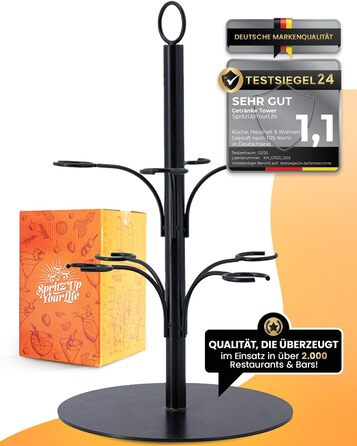 Стійка для коктейлів SpritzUpYourLife на 8 келихів - для Aperol, Sarti Rosa - вечірня декор, подарунок (чорний)