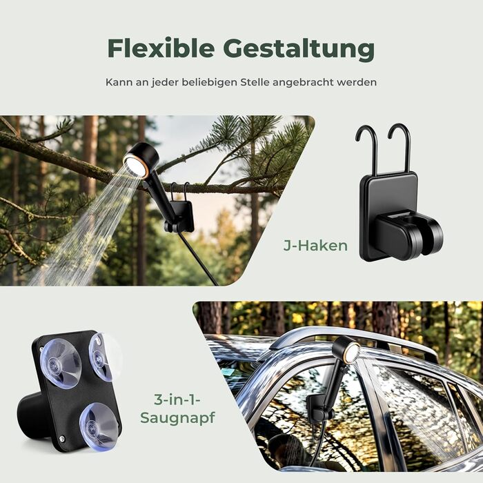 Портативний душ для кемпінгу Campingdusche з акумулятором 8000mAh, 3 режими, дисплей температури, фіолетовий