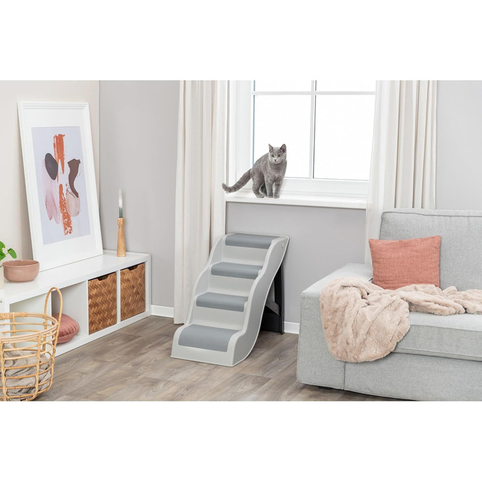 Сходинки для собак TRIXIE - 4 сходинки, сірі, з гумовим покриттям, складні, для ліжка та дивану