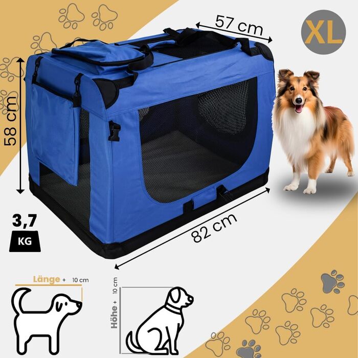 Складана переносна переносна сумка-переноска для собак та котів Petigi (XL, 82x57x58 см, блакитна)