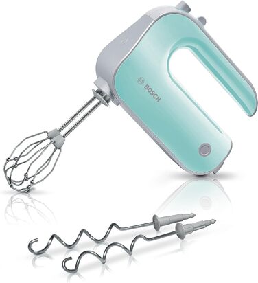 Ручний міксер Bosch MFQ40302 Mint Turquoise/Silber: 500W, 5 швидкостей + Turbo, 2 вінчики, 2 гаки для тіста, нержавіюча сталь, миється в посудомийній машині