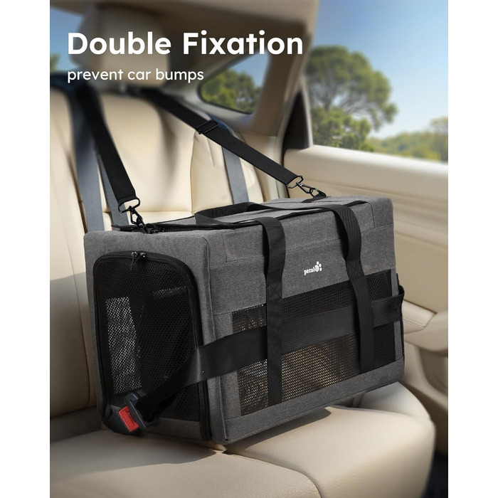 Транспортна сумка для котів Pecute Katzentasche - переноска для котів та маленьких собак, 47 x 33 x 30 см, сіра