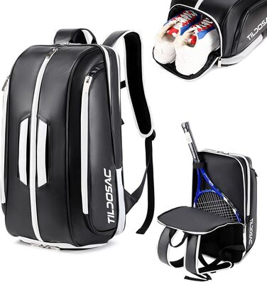 TILDOSAC Tennis Bag - Large Sports Bag for Tennis, Padel, Pickleball - Men & Women - Shoe Compartment, Laptop Sleeve