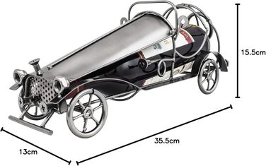 BRUBAKER Wine Bottle Holder Vintage Car Classic Car Bottle Stand Decorative Object Sculpture with Greeting Card for Wine Gift