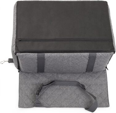 Автомобільний сидіння для собак середніх та великих порід, сіре, розмір M (60x41 см), матеріал: поліестер (імітація льону)