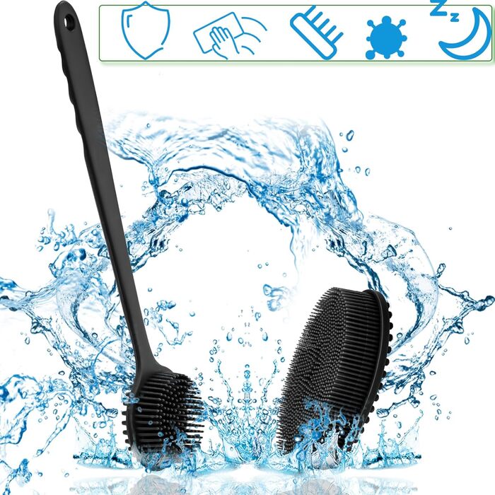 Силіконовий скрубер для тіла 2 шт. - щітка для душу, скрубер для спини, чорний колір