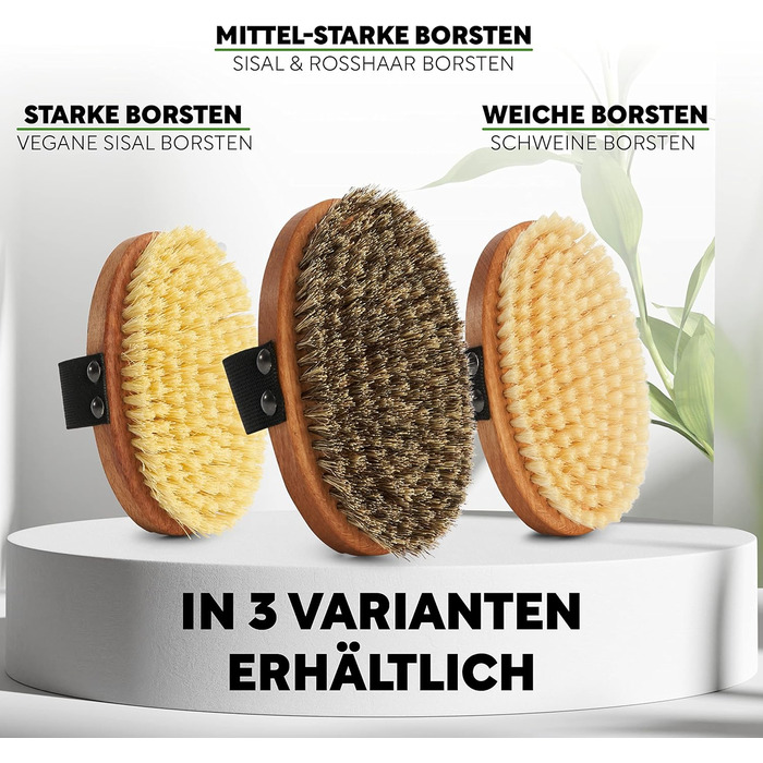 Premium Bath Brush/Body Brush – FSC certified, natural bristles (sisal & horsehair) & cord – body brush with long handle for back, dry & wet brush – 100% Made in Germany