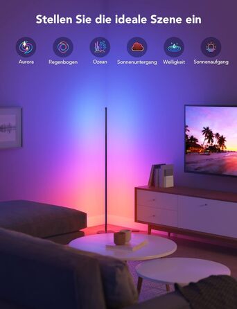 Govee LED-лампа RGBIC з Wi-Fi, диммування, сумісна з Alexa та Google Assistant, 16 млн кольорів, 58 режимів, музичний режим, DIY для ігор та сну, чорний, 1 шт.