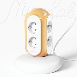 Сетевий фільтр-башня MiaoLab на 6 розеток з вимикачем, захистом від перенапруги 1420J та перевантаження, кабель 2м, вогнетривкий корпус, колір Тоскана-беж