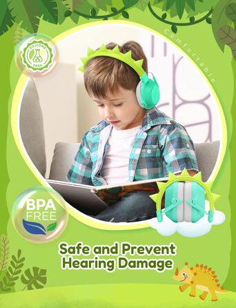 iClever навушники з шумозаглушенням для дітей (рожеві, з котячими вушками та динозавром)