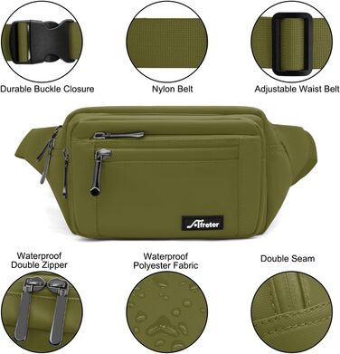 Гірчатка на пояс для жінок та чоловіків, водовідштовхуюча, з тримачем для пляшки, універсальна, для піших прогулянок, прогулянок з собакою, активного відпочинку (зелена)