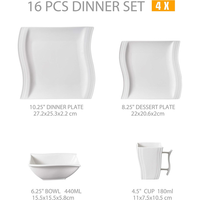 MALACASA Flora Marble Porcelain Dinnerware Set - 30 Piece Service for 6 | Coffee Cups, Plates & Bowls