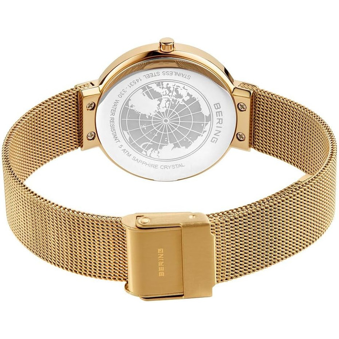 Жіночий кварцовий годинник Bering Minimalist 14531: сталевий корпус 31 мм, міланський ремінець, сапфірове скло, водозахист 5 ATM