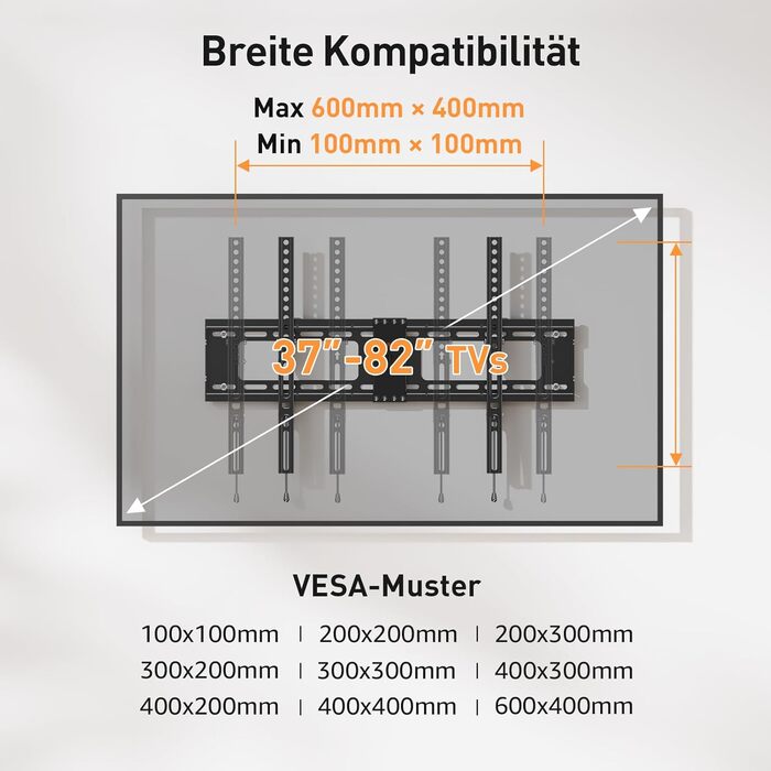 Кронштейн для телевізора ELIVED похилий настінний для LED, LCD, OLED, Plasma 37-82