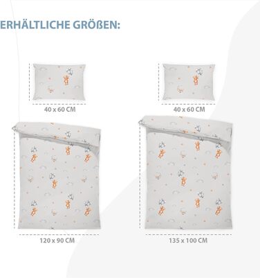 Комплект постільної білизни для дитячого ліжечка Kinderbettwäsche: комплект ковдри 100x135 см та наволочки 40x60 см з бавовни. Підходить для хлопчиків та дівчаток. Oeko-Tex сертифікат.