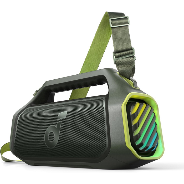 Soundcore Boom 2 Plus: Портативна Bluetooth Колонка, 140W, IPX7, RGB, Power Bank, USB-C, 20 годин, для кемпінгу (зелена)