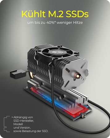 Охолоджувач для M.2 SSD ICY BOX з алюмінієвим радіатором та термопрокладками, без вентилятора, 10 мм, чорний