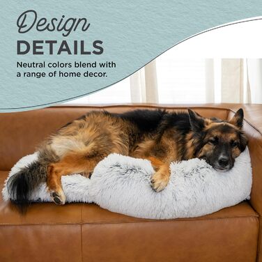 Круглий лежак для тварин Best Friends by Sheri Calming Donut Lux - штучне хутро, 58x58 см, сірий (з валиком для шиї)