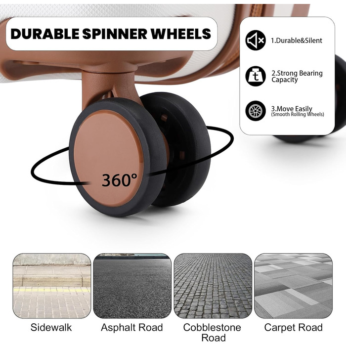 Чемодан British Traveller Hartschalenkoffer Groß, 74.5 x 49 x 30.5 см, з ABS + PC, TSA-замок, 4 колеса, для подорожей та бізнесу (Крем, M)