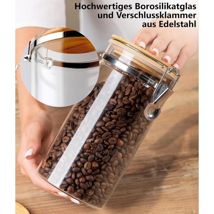 Набір кавових контейнерів Deco haus® 2 шт. з етикетками, 1,3 л - для кави, цукру, борошна, мюслі. Повітряно-непроникні контейнери для зберігання продуктів.