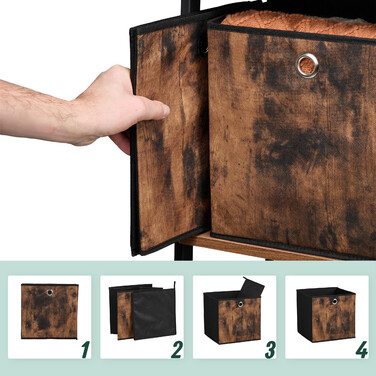 Relaxdays Fabric Storage Boxes with Wood-Look Design, 6-Piece Set
