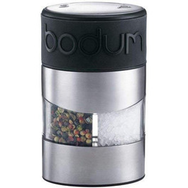 Bodum TWIN млин для солі та перцю, керамічний механізм, силіконова ручка, 12 см, чорний
