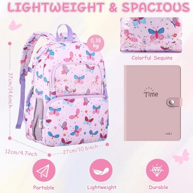 Дитячий рюкзак RAVUO для дівчаток та хлопчиків, шкільний рюкзак з нагрудним ремінцем, милий рюкзак з єдинорогом/динозавром для дітей 3-8 років, рюкзак для дошкільнят/1 класу, рюкзак з метеликом