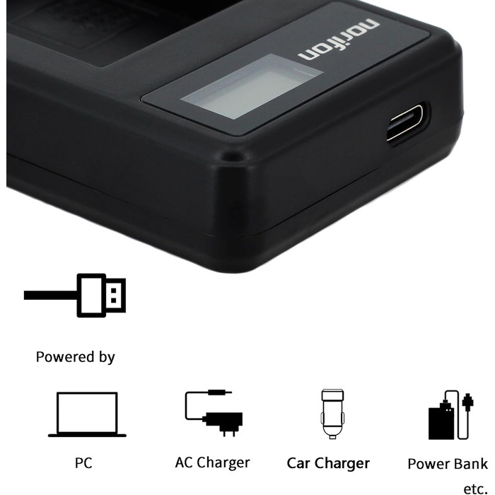 Зарядний пристрій USB для Olympus D-750, SH-21, SP-800UZ, SP-810UZ, SP-815UZ, Stylus 1010, 1030SW, SZ-12, SZ-14, Tough TG-2, VR-340, VR-350, XZ-1 та інших камер Olympus (LCD)
