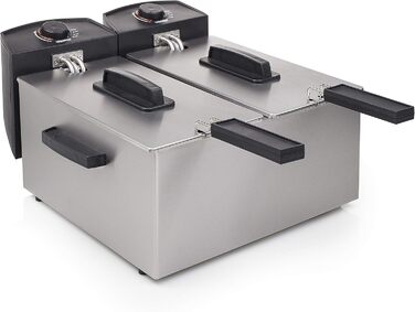 Princess 183123 Stainless Steel Double Deep Fryer - 2 x 3 Liters (2 x 1800 Watts) with Cold Zone Function, 6 L