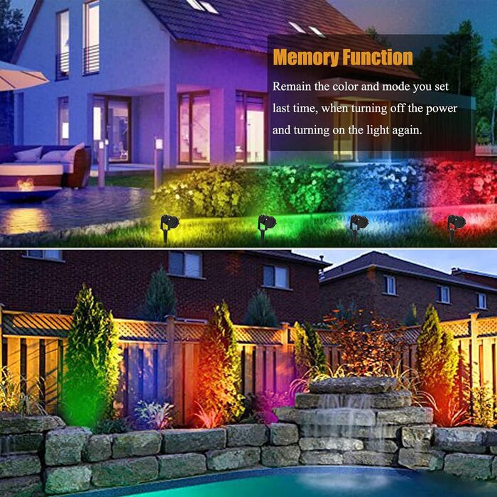 Садовий LED світильник з колом, 5W, IP66, теплий білий 3000K, водонепроникний прожектор для вулиці, газону, дерев, з вилкою, багатобарвний, 8 шт.