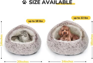 CATISM Cat Bed Washable Cat Sleeping Place for Cats Plush Pet Cat Head Pillow Cat Cushion Fluffy Kitten Puppy Snuggle Bed Pet Bed (Coffee - XL(60cm))