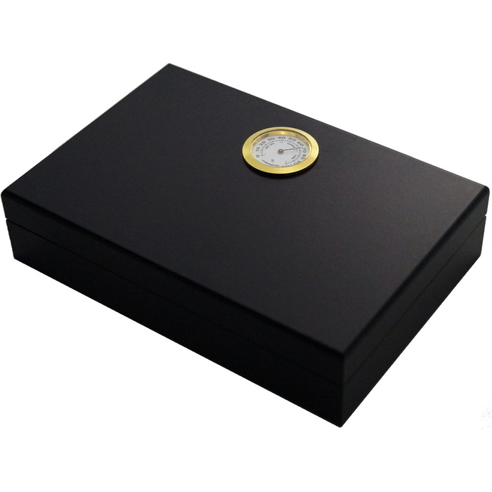 Вологомір для тютюну GERMANUS Reise Humidor чорного кольору з кедрової деревини, з Humidor Brevier в комплекті