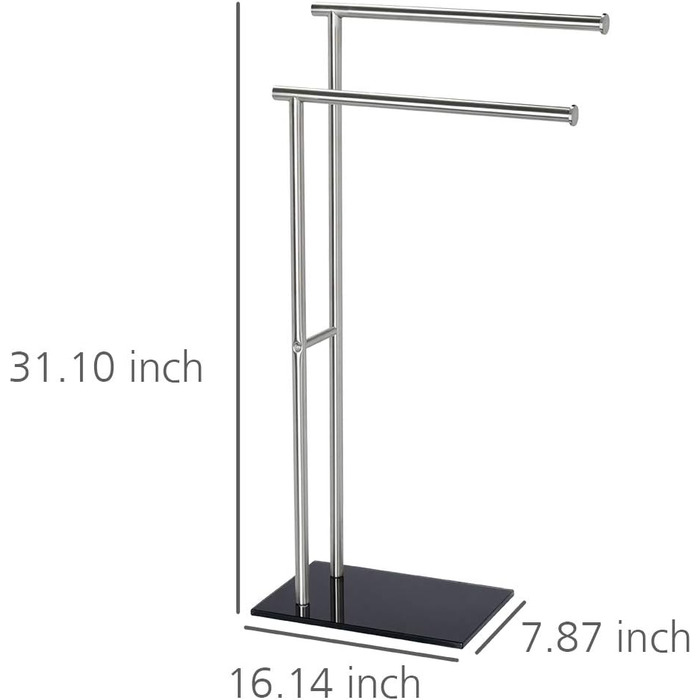 Підставка для рушників WENKO Lima, підлого типу, з полицями, з нержавіючої сталі, 41 x 79 x 20 см, срібно-чорний матовий