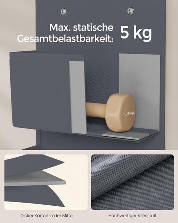 Органайзер для шафи SONGMICS з 4 кишенями, навісна полиця, органайзер для гардеробу, навісне зберігання, органайзер для дверей, спальня, вітальня, 2 x 33,5 x 00 см, RDH04G (2, сірий шифер)