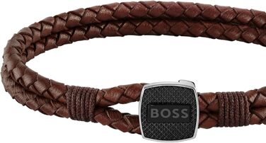 Браслет чоловічий BOSS SEAL шкіряний коричневий M