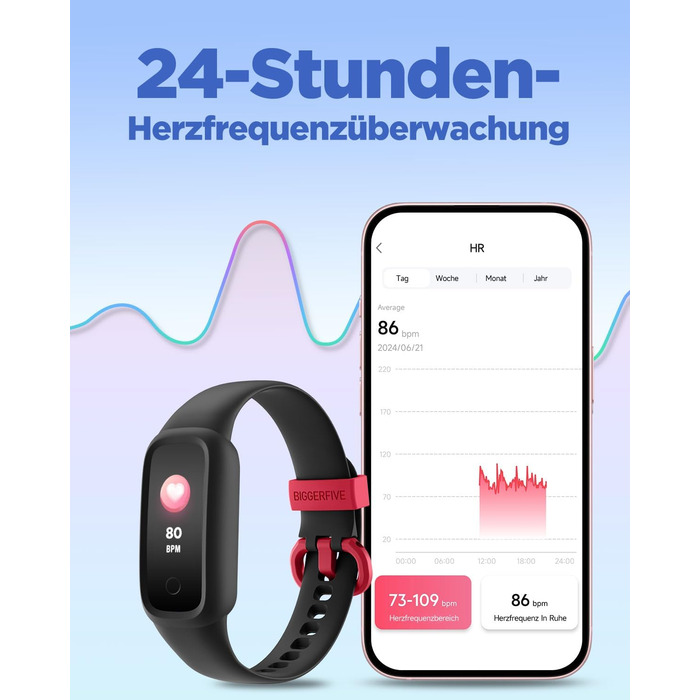 Фітнес-трекер BIGGERFIVE Vigor 2 L для дітей: пульсометр, шагомір, монітор сну, IP68, чорний
