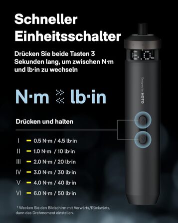 HOTO PixelDrive: Електродриль з інтелектуальним дисплеєм, 6 рівнів крутного моменту, 2000 mAh, USB-C, 30 біт, 1/4 Hex. Ідеально для ремонту електроніки та дому.